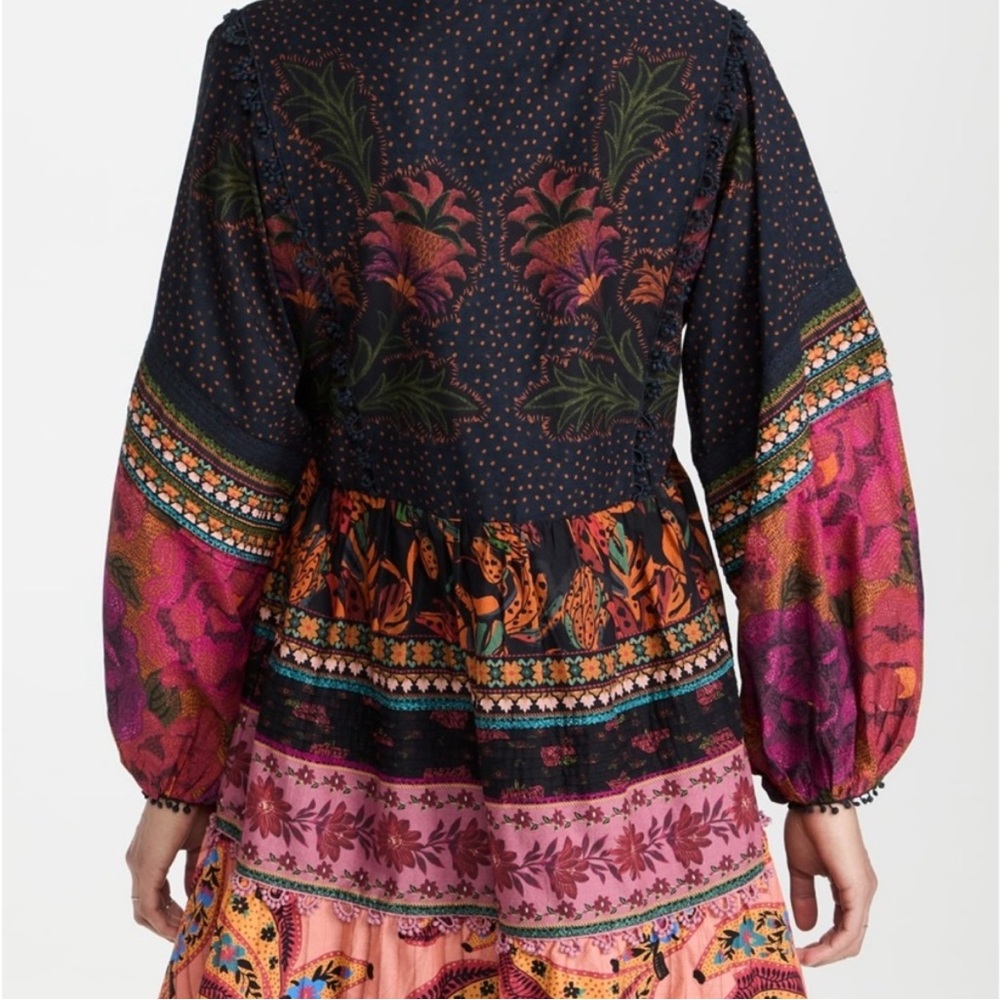 FARM RIO‎ Boho Indie Mixed Patchwork Mini Dress Cotton Gipsy XS - Picture 3 of 7